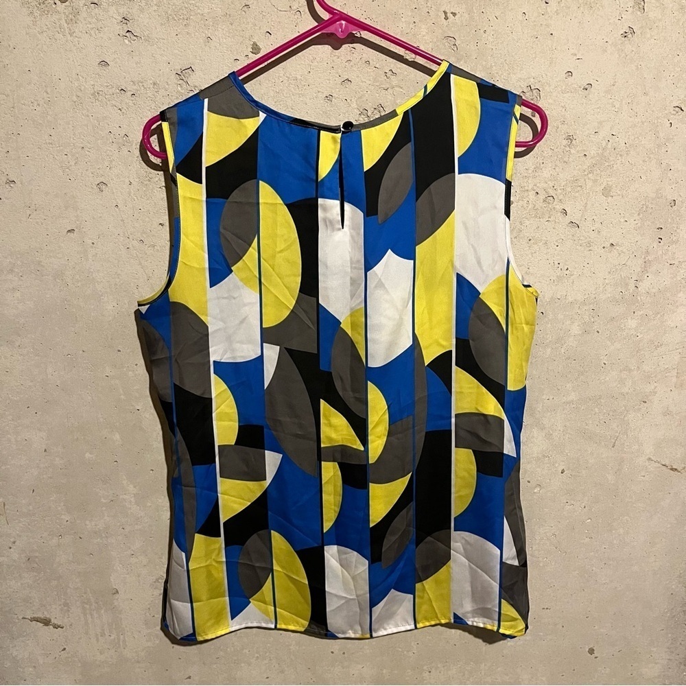 KASPER Women's Lightweight Polyester Tank Top Geometric Blue Yellow Size M - Picture 4 of 6
